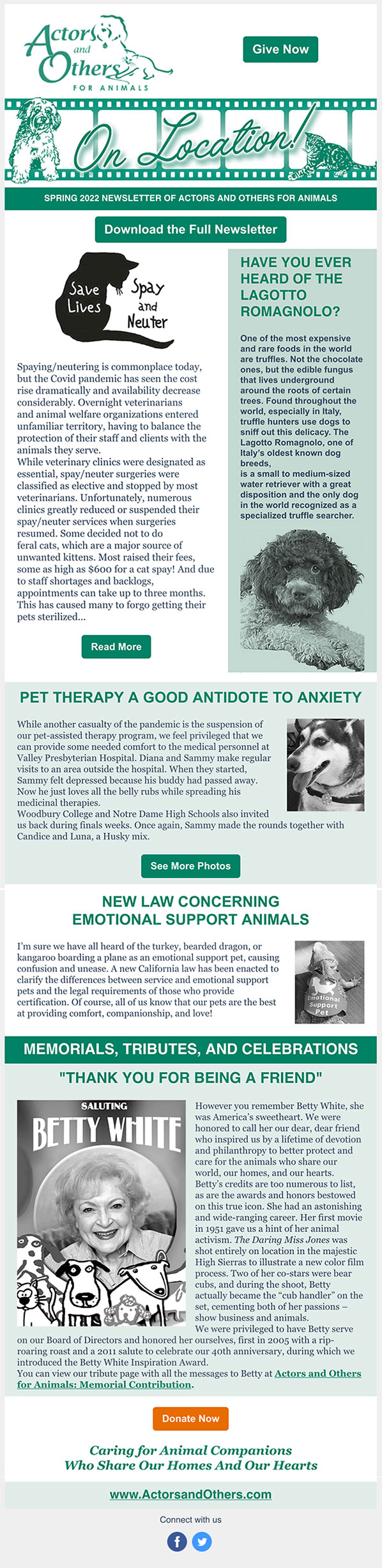 Actors and Others for Animals Email Layou